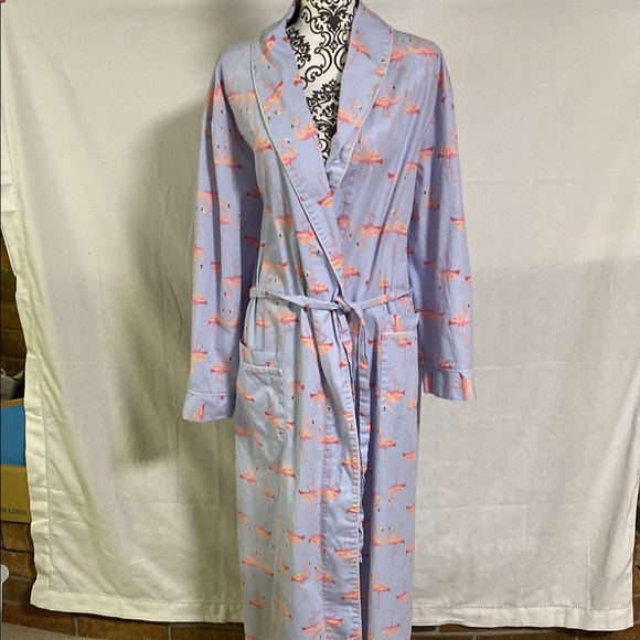 Women's Light Blue Flamingo Print Robe - Picture 3 of 12